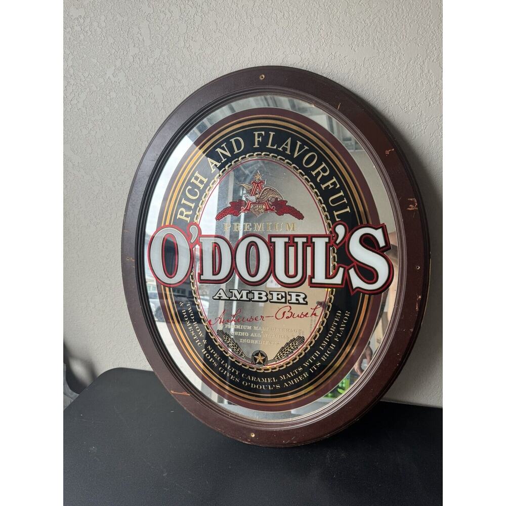 O'DOULS AMBER Anheuser Busch Sign Mirror Advertisement